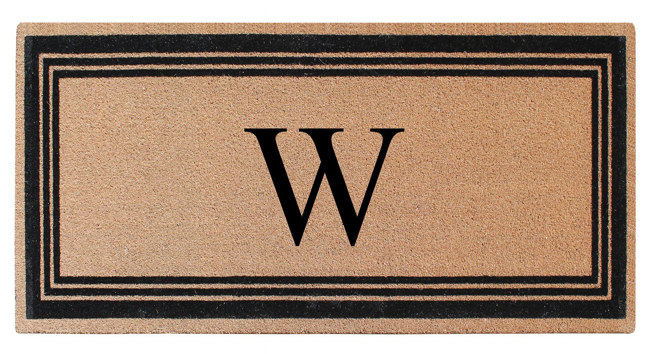 A1HC Natural Coir Flock Monogrammed Door Mat for Front Door, 36x72, Anti-Shed Treated Durable Doormat Outdoor Entrance, Heavy Duty, Thin Profile, Easy to Clean, Long Lasting, Front Door Entry Doormat