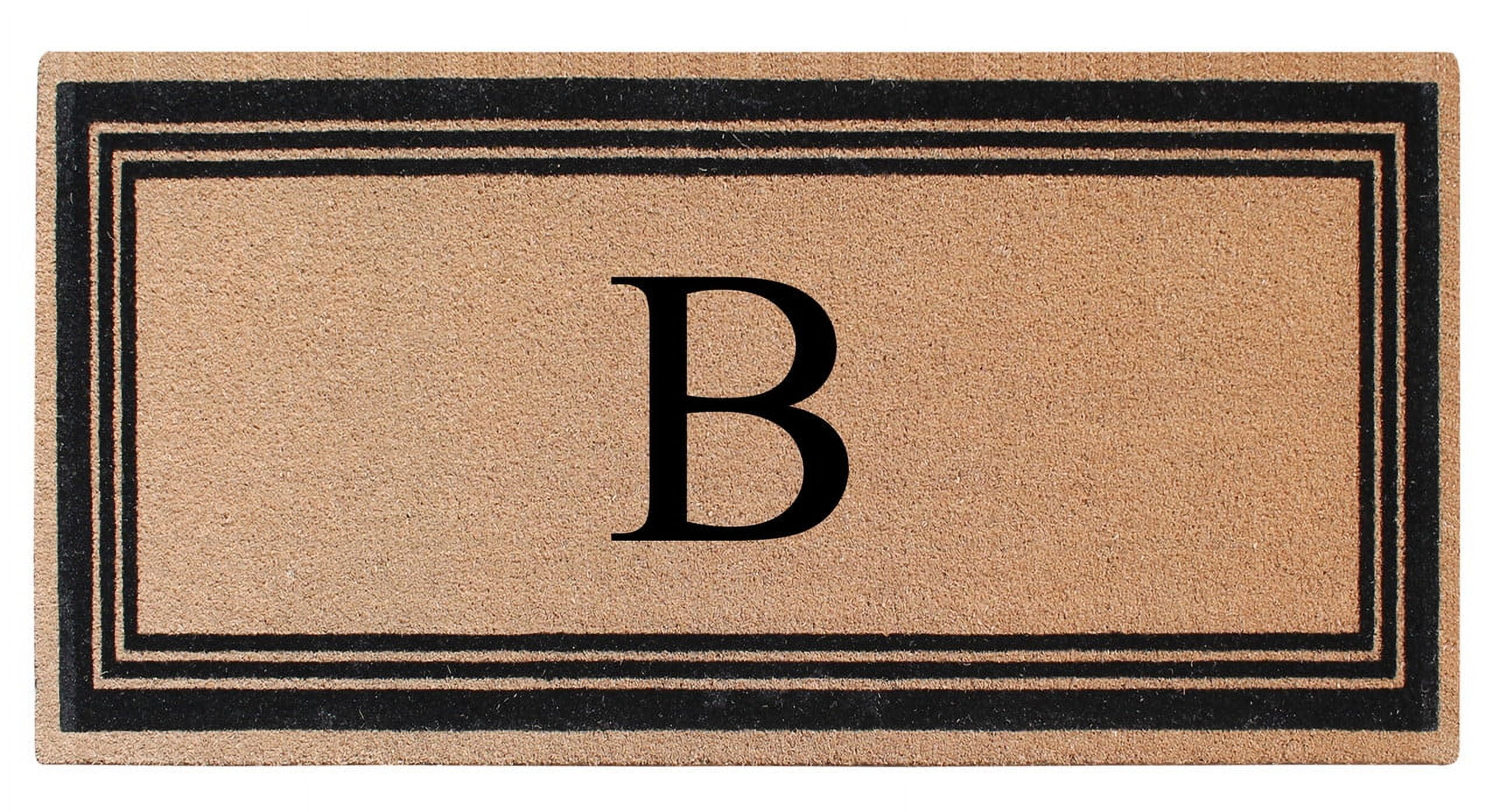 A1HC Natural Coir Flock Monogrammed Door Mat for Front Door, 36x72, Anti-Shed Treated Durable Doormat Outdoor Entrance, Heavy Duty, Thin Profile, Easy to Clean, Long Lasting, Front Door Entry Doormat