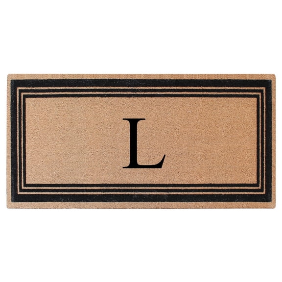 A1HC Natural Coir Flock Monogrammed Door Mat for Front Door, 36x72, Anti-Shed Treated Durable Doormat Outdoor Entrance, Heavy Duty, Thin Profile, Easy to Clean, Long Lasting, Front Door Entry Doormat