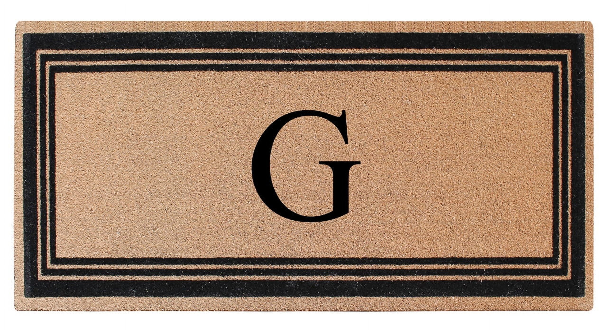 A1HC Natural Coir Flock Monogrammed Door Mat for Front Door, 36x72, Anti-Shed Treated Durable Doormat Outdoor Entrance, Heavy Duty, Thin Profile, Easy to Clean, Long Lasting, Front Door Entry Doormat