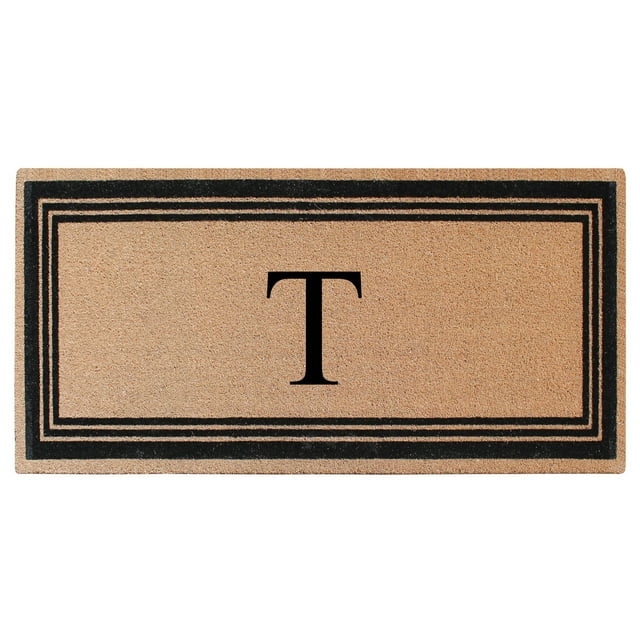 A1HC Natural Coir Flock Monogrammed Door Mat for Front Door, 36x72