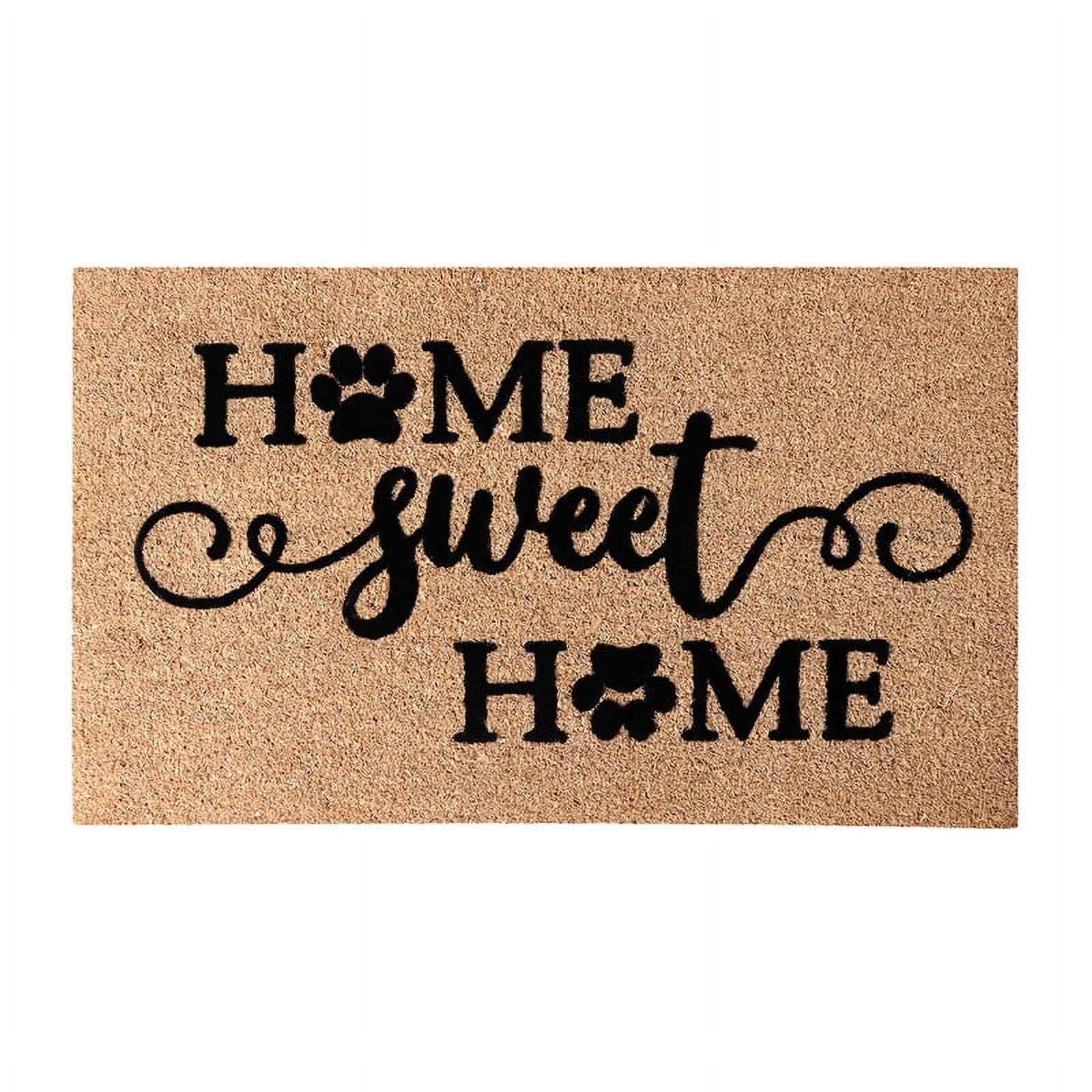 A1HC Natural Coir Flocked Doormat, Home Sweet Home Black , 18"x30", Durable Outdoor Welcome Mat, Non-Slip, Pet Friendly, Fade Resistant