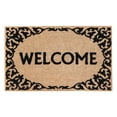 thumbnail image 1 of A1HC Natural Coir Flocked Doormat, Welcome Floral Border Black , 24"x36", Durable Outdoor Mat, Non-Slip, Pet Friendly, Fade Resistant, 1 of 9