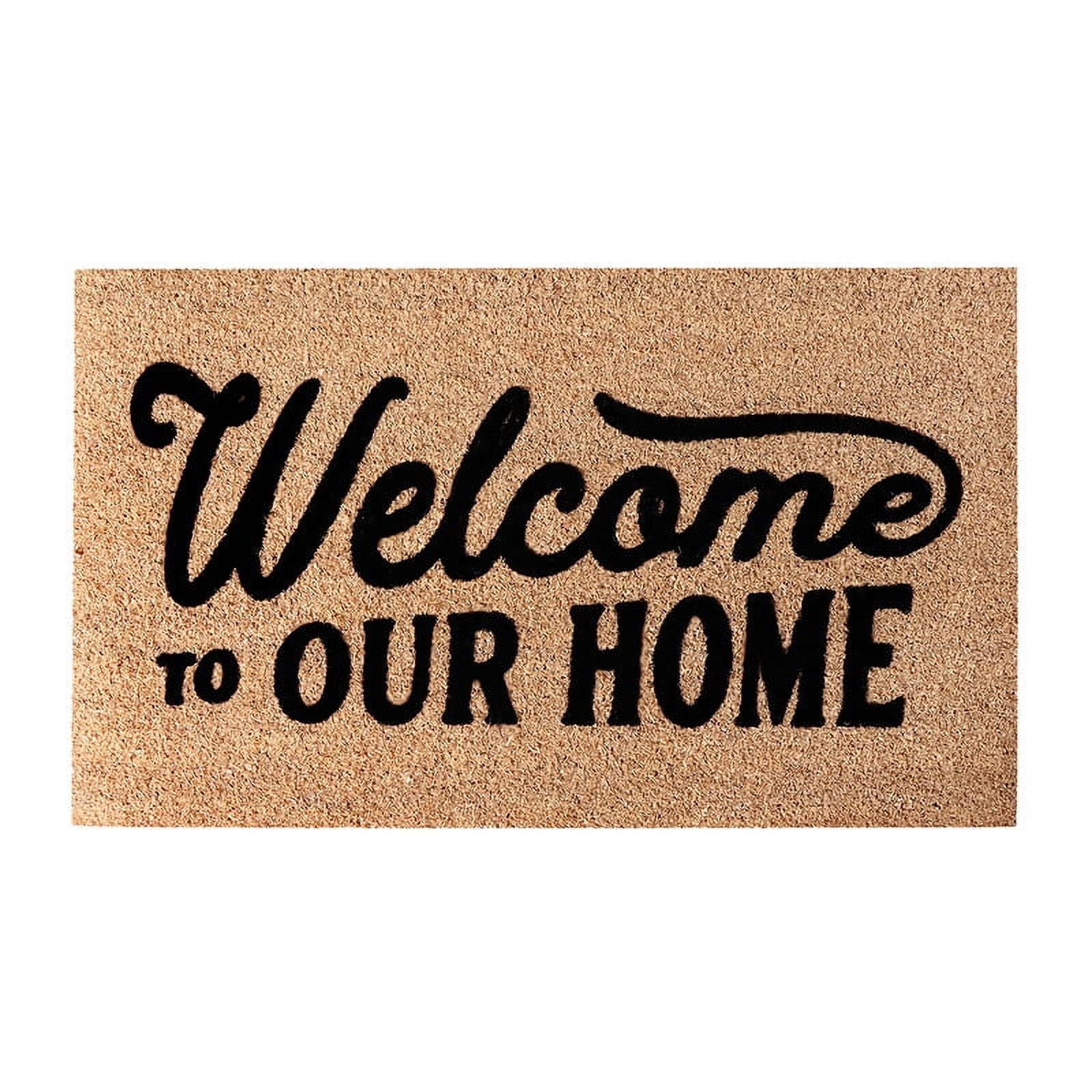 A1HC Natural Coir Flocked Doormat, Welcome Home Black , 24"x36", Durable Outdoor Mat, Non-Slip, Pet Friendly, Fade Resistant