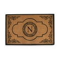 thumbnail image 1 of A1HC Abrilina Natural Coir Monogrammed Door Mat, PVC Backing, Durable Anti-Shed Heavy Duty Doormat for Outdoor Front Porch Entrymat - 30"x48", 1 of 7