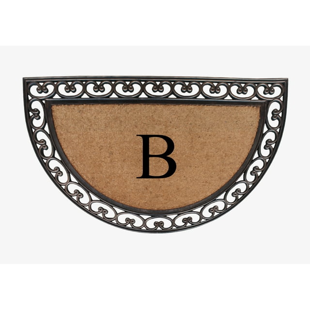 A1HC Natural Coir Monogrammed Door Mat For Front Door, 30"x48", Anti-Shed Treated Durable Doormat for Outdoor Entrance, Heavy Duty, Low Profile, Easy to Clean, Long Lasting Front Porch Entry Rug
