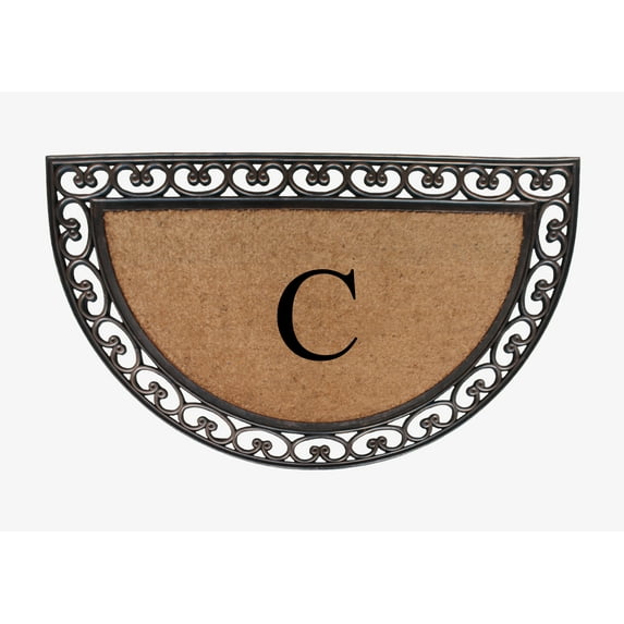 A1HC Natural Coir Monogrammed Door Mat For Front Door, 30"x48", Anti-Shed Treated Durable Doormat for Outdoor Entrance, Heavy Duty, Low Profile, Easy to Clean, Long Lasting Front Porch Entry Rug