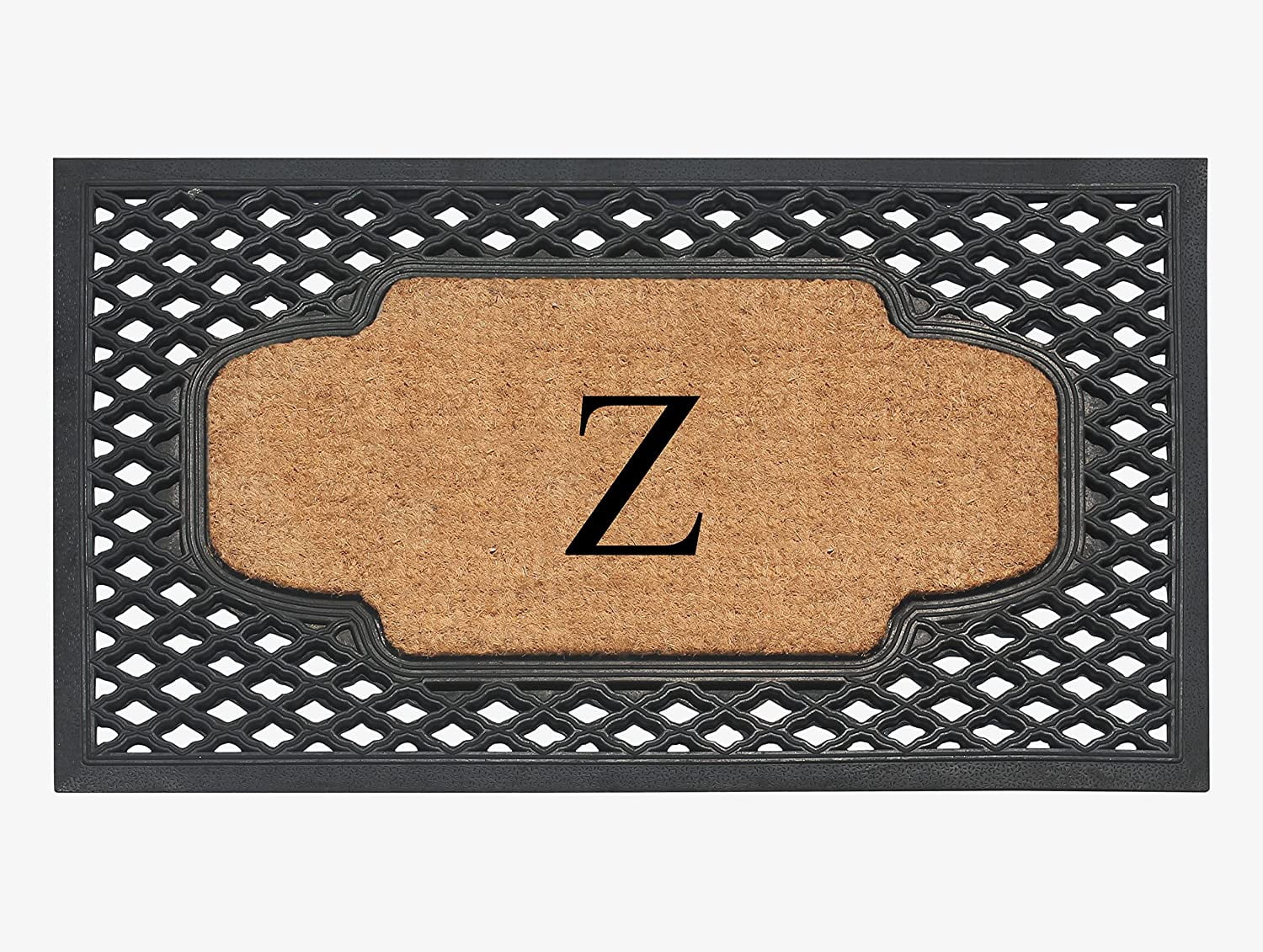 A1HC Natural Coir Monogrammed Door Mat For Front Door, 23x38, Anti-Shed Treated Durable for Outdoor Entrance, Heavy Duty, Low Profile Door Mat, Easy to Clean, Long Lasting, Front Porch Entry Rug
