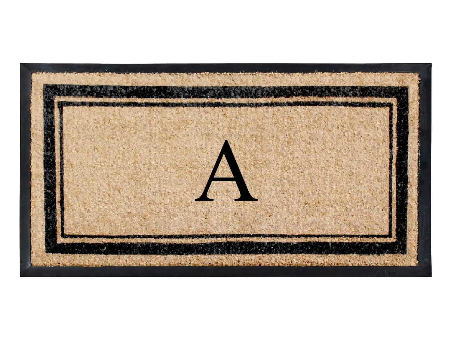 A1HC Natural Coir & Rubber 24"x48" Monogrammed Plain Border Door Mat, Heavy-Duty, Low-Profile, Anti-Shed, Easy to Clean, Outdoor