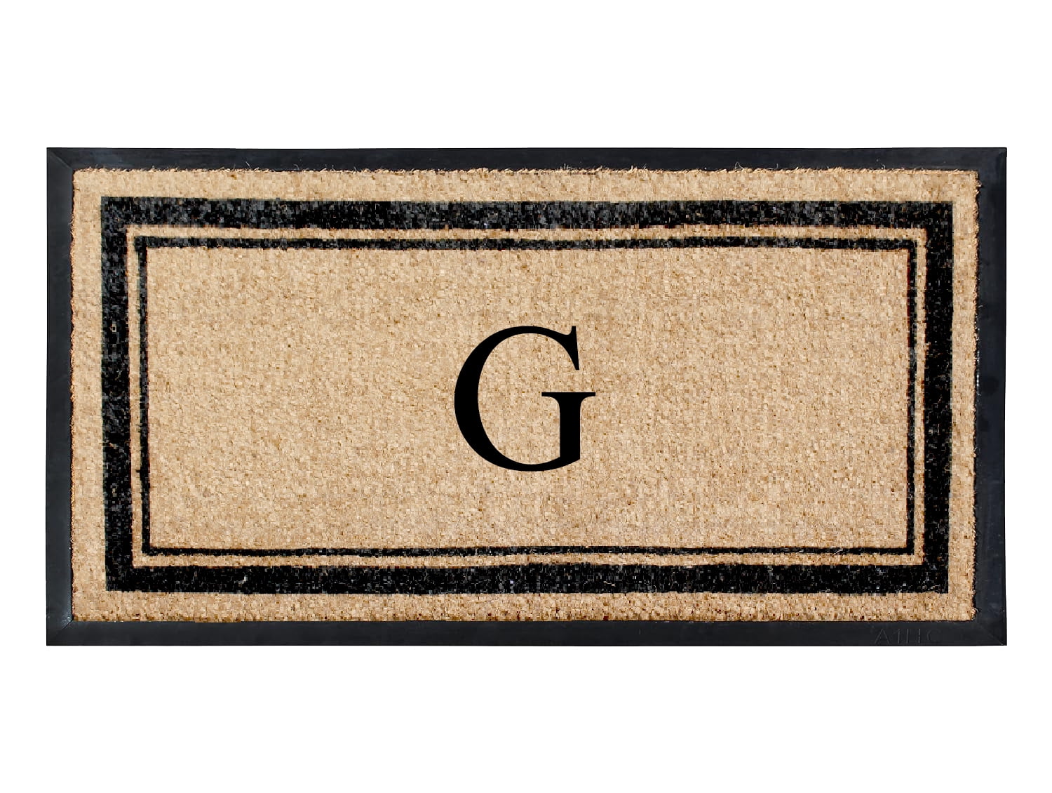 A1HC Natural Coir & Rubber 24"x48" Monogrammed Plain Border Door Mat, Heavy-Duty, Low-Profile, Anti-Shed, Easy to Clean, Outdoor