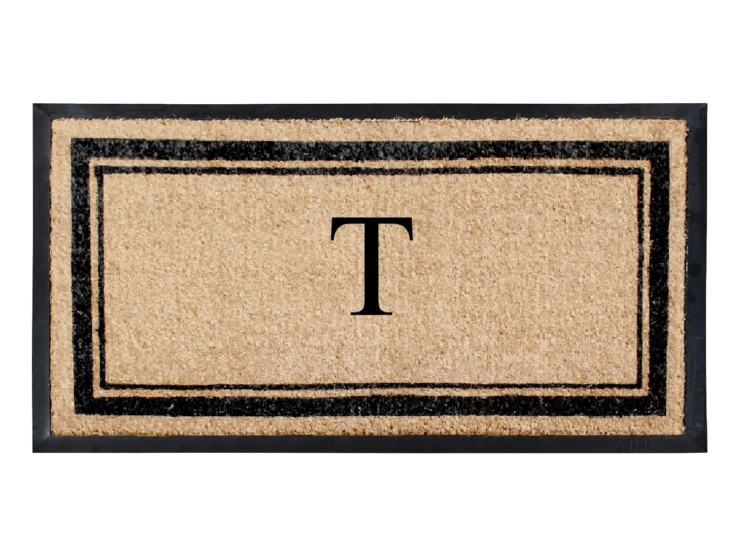 A1HC Natural Coir & Rubber 24x48 Monogrammed Plain Doormat, Heavy-Duty, Low-Profile, Anti-Shed, Easy to Clean, Outdoor Mat