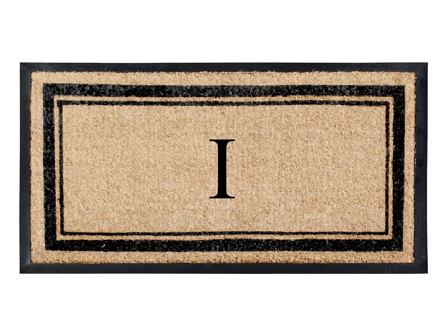 A1HC Natural Coir & Rubber 24"x48" Monogrammed Plain Border Door Mat, Heavy-Duty, Low-Profile, Anti-Shed, Easy to Clean, Outdoor