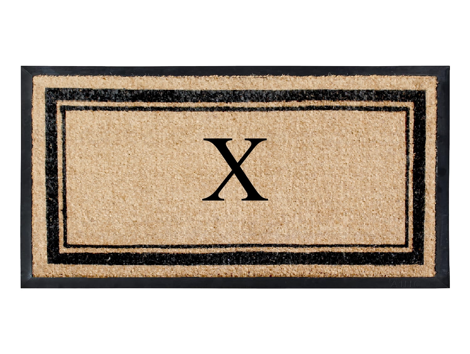 A1HC Natural Coir & Rubber 24"x48" Monogrammed Plain Border Door Mat, Heavy-Duty, Low-Profile, Anti-Shed, Easy to Clean, Outdoor