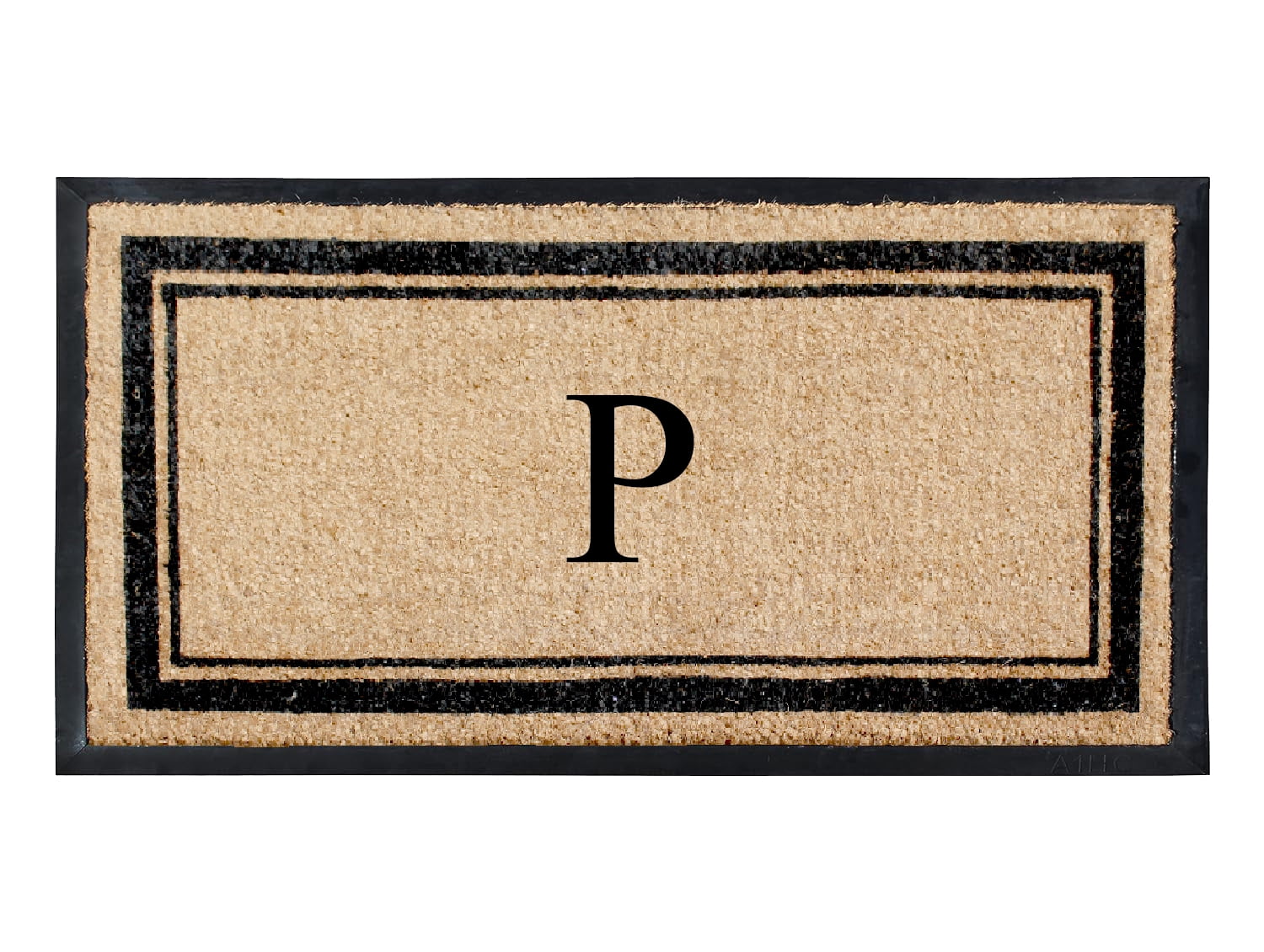 A1HC Natural Coir & Rubber 24"x48" Monogrammed Plain Border Door Mat, Heavy-Duty, Low-Profile, Anti-Shed, Easy to Clean, Outdoor