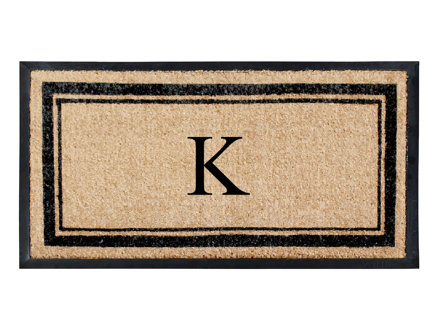 A1HC Natural Coir & Rubber 24"x48" Monogrammed Plain Border Mat, Heavy-Duty, Low-Profile, Easy to Clean Outdoor Entryway