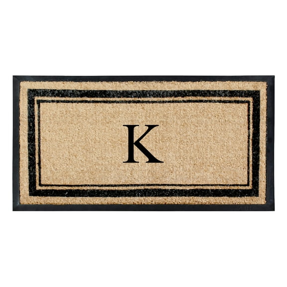 A1HC Natural Coir & Rubber 24"x48" Monogrammed Plain Border Mat, Heavy-Duty, Low-Profile, Easy to Clean Outdoor Entryway