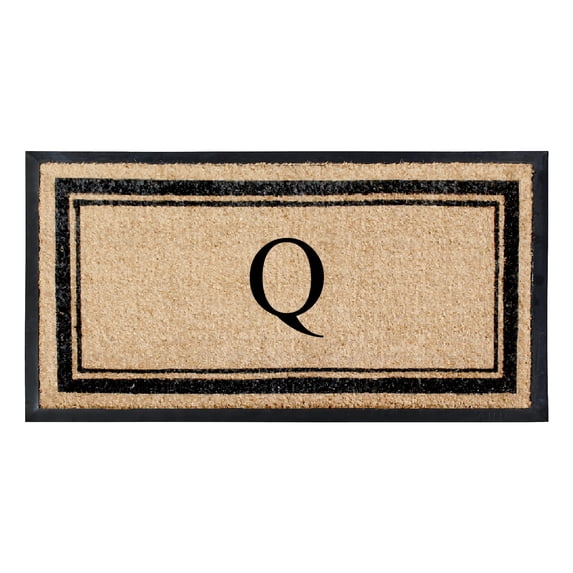 A1HC Natural Coir & Rubber 24"x48" Monogrammed Plain Border Door Mat, Heavy-Duty, Low-Profile, Anti-Shed, Easy to Clean, Outdoor