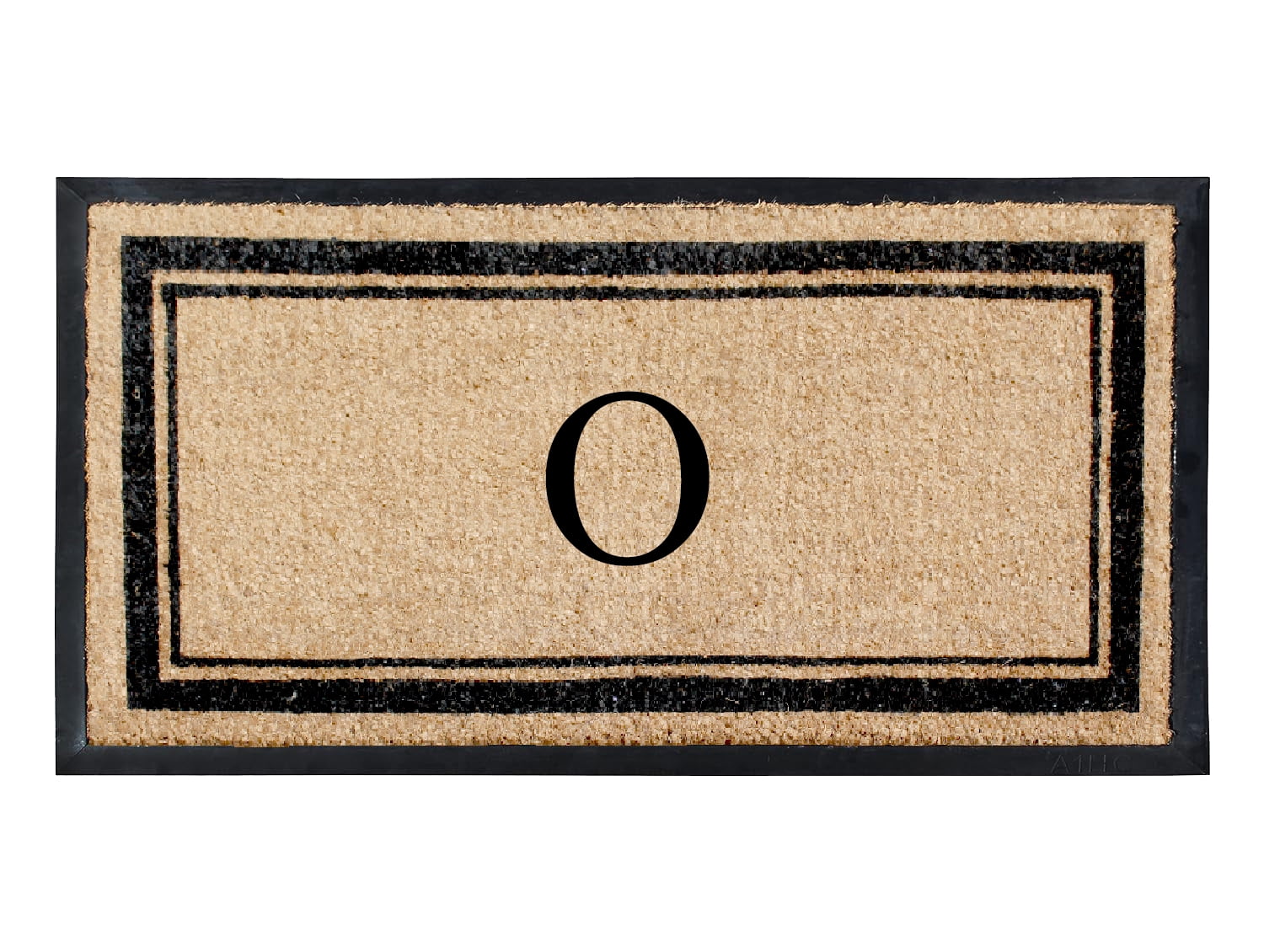 A1HC Natural Coir & Rubber 24"x48" Monogrammed Plain Border Door Mat, Heavy-Duty, Low-Profile, Anti-Shed, Easy to Clean, Outdoor