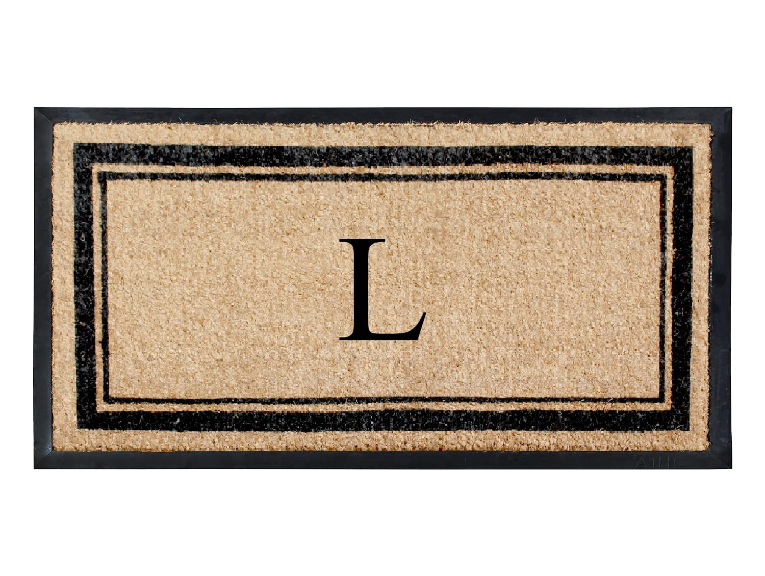 A1HC Natural Coir & Rubber 24"x48" Monogrammed Plain Border Door Mat, Heavy-Duty, Low-Profile, Anti-Shed, Easy to Clean, Outdoor