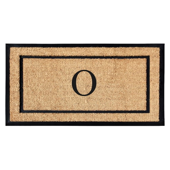 A1HC Natural Coir and Rubber Monogrammed Door Mat, 24x48 in, Thick Durable Thin Profile Welcome Mat for Front Porch & Entryway