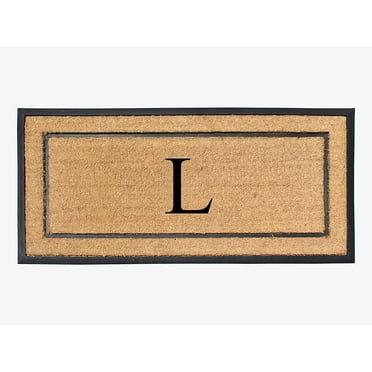 A1HC Natural Coir Monogrammed Door Mat for Front Door, 24x48, Heavy Duty Welcome Doormat, Anti-Shed Treated Durable Doormat for Outdoor Entrance, Low Profile, Long Lasting Front Porch Entry Rug