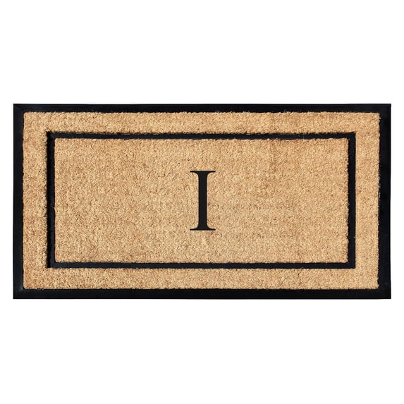 A1HC Natural Coir and Rubber Monogrammed Door Mat, 24x48 in, Thick Durable Thin Profile Welcome Mat for Front Porch & Entryway