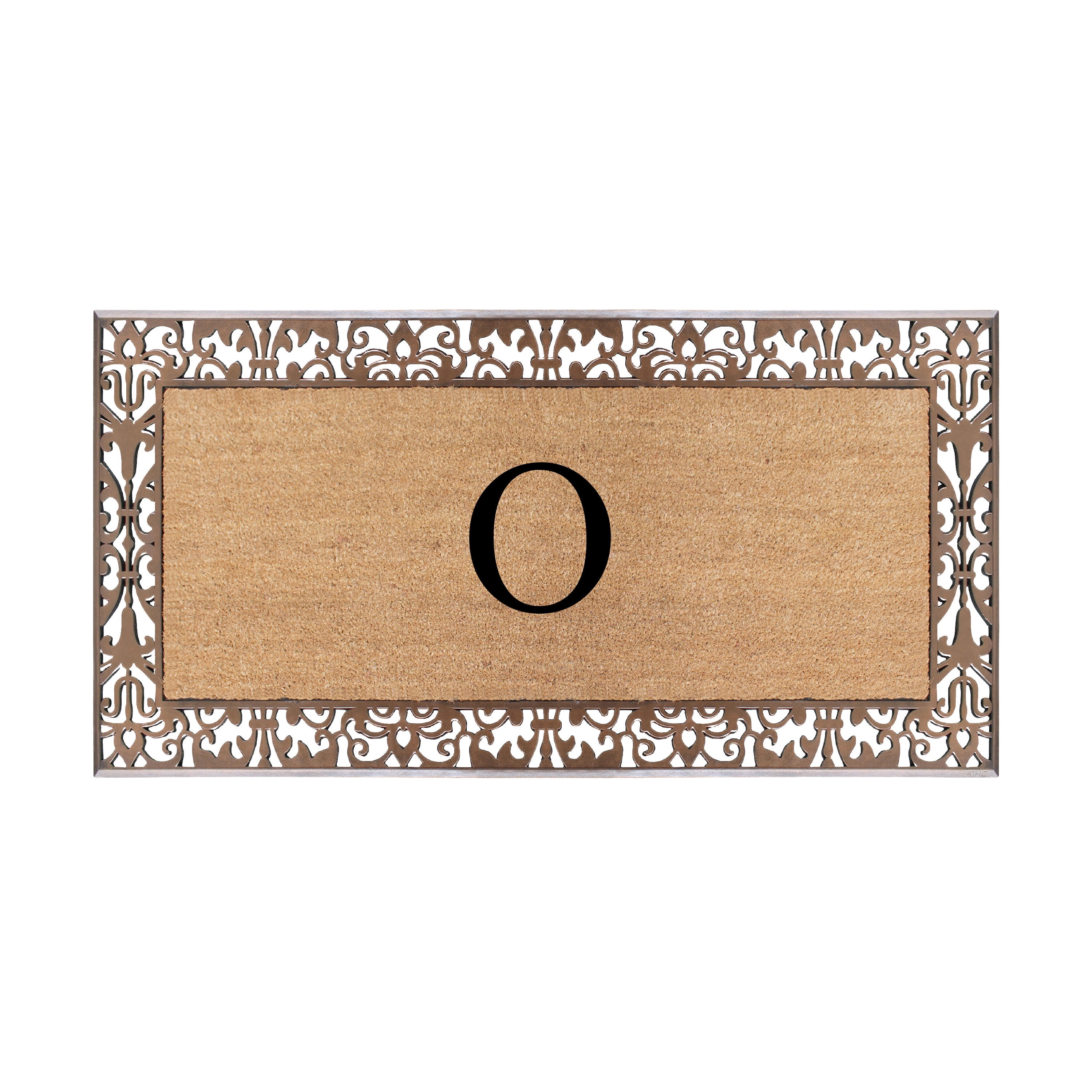 A1HC Natural Coir and Rubber Paisley Monogrammed Doormat, 30"x60", Heavy Duty Outdoor Front Door Mat, Durable Easy-Clean Bronze Rug