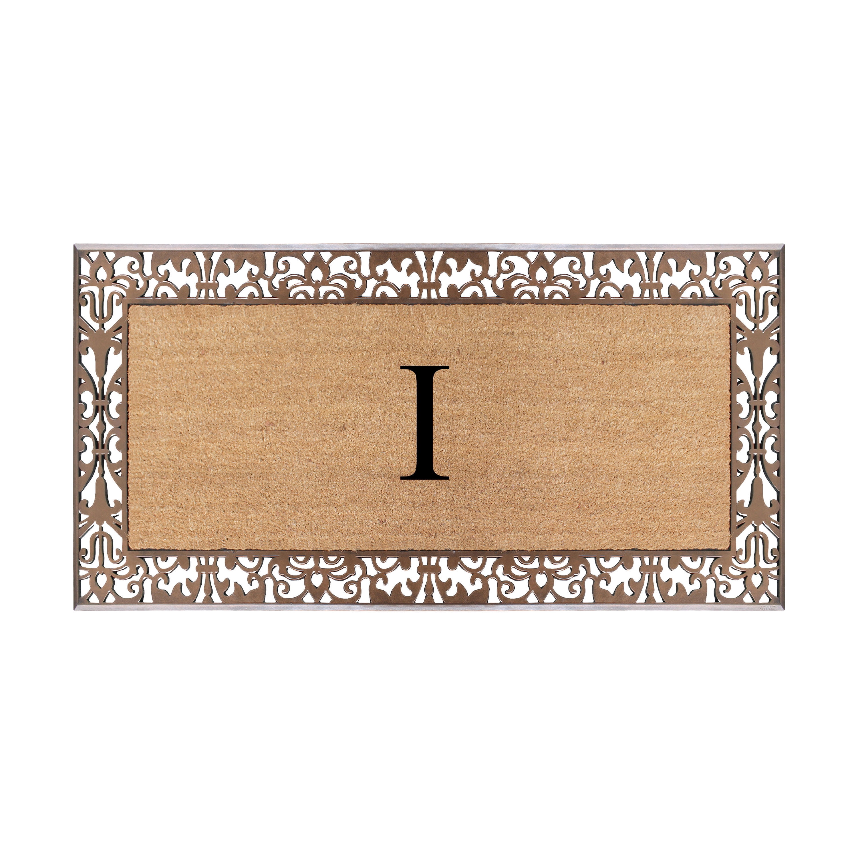 A1HC Natural Coir and Rubber Paisley Monogrammed Doormat, 30"x60", Heavy Duty Outdoor Front Door Mat, Durable Easy-Clean Bronze Rug