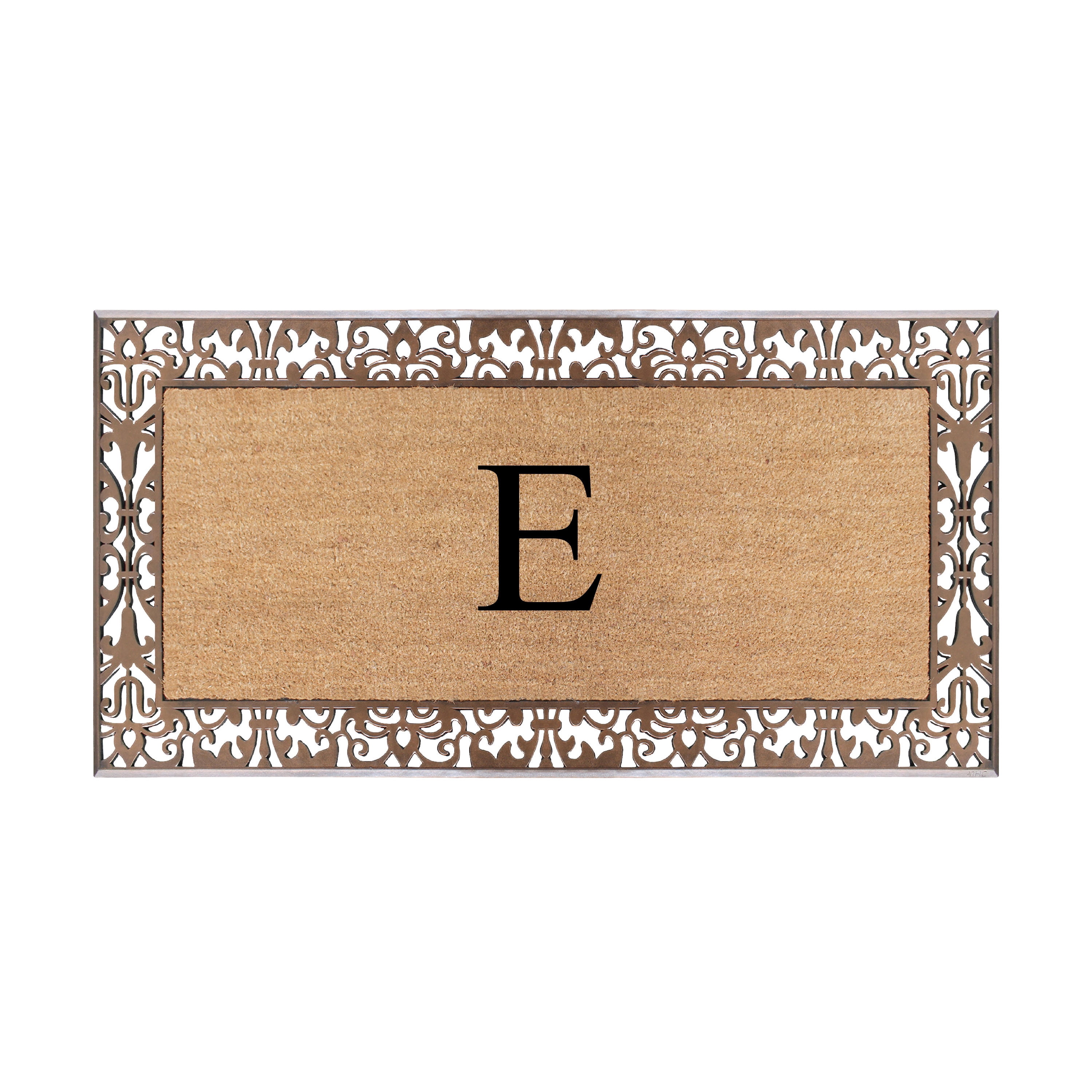 A1HC Natural Coir and Rubber Paisley Monogrammed Doormat, 30"x60", Heavy Duty Outdoor Front Door Mat, Durable Easy-Clean Bronze Rug