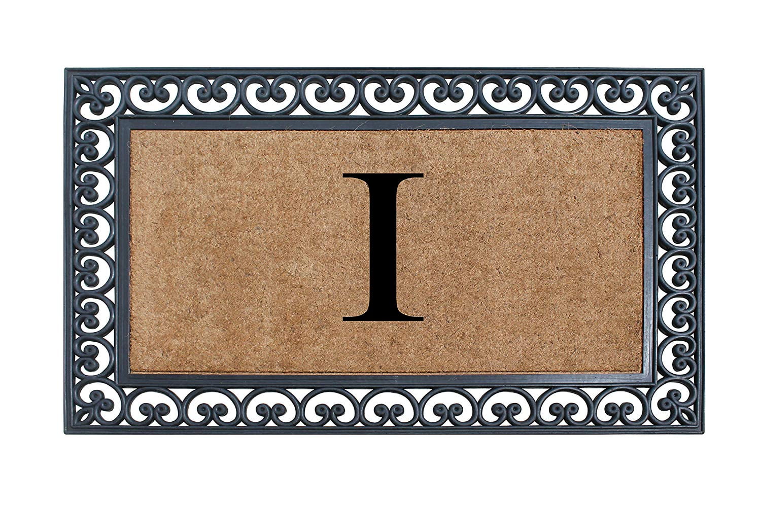 A1HC 30"x48" Natural Coir & Rubber Paisley Monogrammed Door Mat, Heavy-Duty, Low-Profile, Anti-Shed Outdoor Entrance Mat