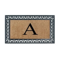 A1HC 30"x48" Natural Coir & Rubber Paisley Monogrammed Door Mat, Heavy-Duty, Low-Profile, Anti-Shed Outdoor Entrance Mat