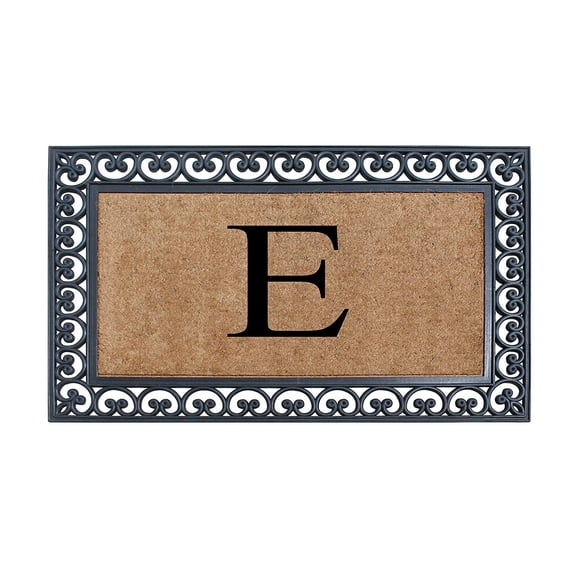 A1HC 30"x48" Natural Coir & Rubber Paisley Monogrammed Door Mat, Heavy-Duty, Low-Profile, Anti-Shed Outdoor Entrance Mat
