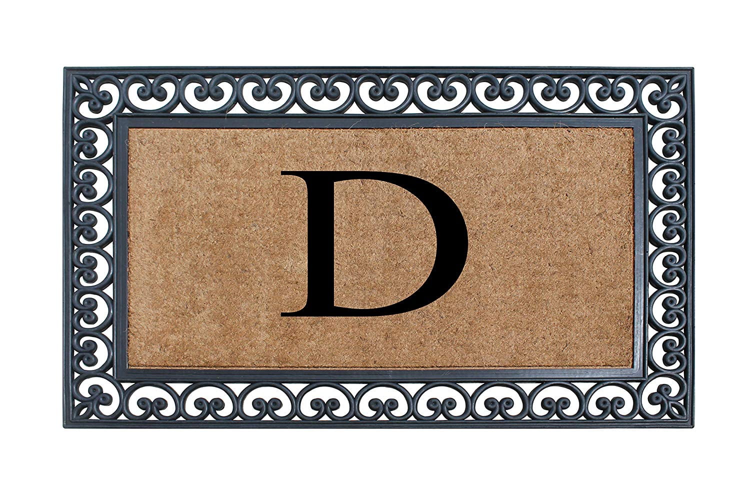A1HC 30"x48" Natural Coir & Rubber Paisley Monogrammed Door Mat, Heavy-Duty, Low-Profile, Anti-Shed Outdoor Entrance Mat