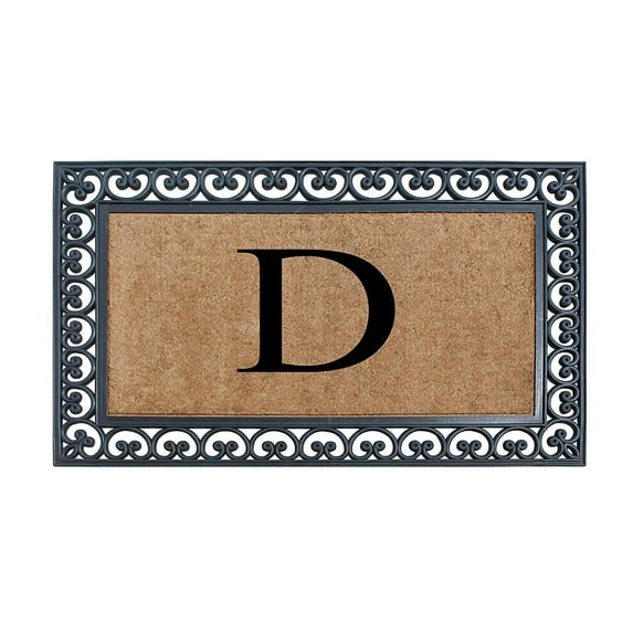 A1HC 30"x48" Natural Coir & Rubber Paisley Monogrammed Door Mat, Heavy-Duty, Low-Profile, Anti-Shed Outdoor Entrance Mat