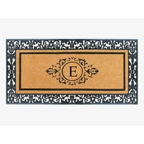 A1HC Natural Coir and Rubber Black Paisley Hand-Flocked Monogrammed Doormat, 30"x60", Durable Low Profile Heavy Duty Outdoor Front Door Mat