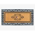 thumbnail image 1 of A1HC Natural Coir and Rubber Black Paisley Hand-Flocked Monogrammed Doormat, 30"x60", Durable Low Profile Heavy Duty Outdoor Front Door Mat, 1 of 5