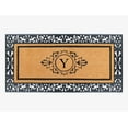 thumbnail image 1 of A1HC Natural Coir and Rubber Black Paisley Hand-Flocked Monogrammed Doormat, 30"x60", Durable Low Profile Heavy Duty Outdoor Front Door Mat, 1 of 8