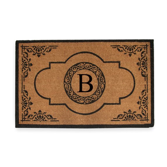 A1HC Abrilina Natural Coir Monogrammed Door Mat, PVC Backing, Durable Anti-Shed Heavy Duty Doormat for Outdoor Front Porch Entrymat - 30"x48"
