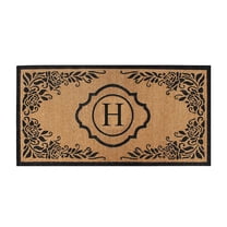 A1HC Natural Coir Monogrammed Floral Door Mat, 36"x72", Durable Anti-Shed Outdoor Door Mat, Heavy-Duty, Low-Profile, Easy to Clean