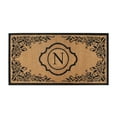 thumbnail image 1 of A1HC Natural Coir Monogrammed Floral Door Mat, 36"x72", Durable Anti-Shed Outdoor Door Mat, Heavy-Duty, Low-Profile, Easy to Clean, 1 of 7