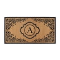 thumbnail image 1 of A1HC Natural Coir Monogrammed Floral Door Mat, 36"x72", Durable Anti-Shed Outdoor Door Mat, Heavy-Duty, Low-Profile, Easy to Clean, 1 of 7