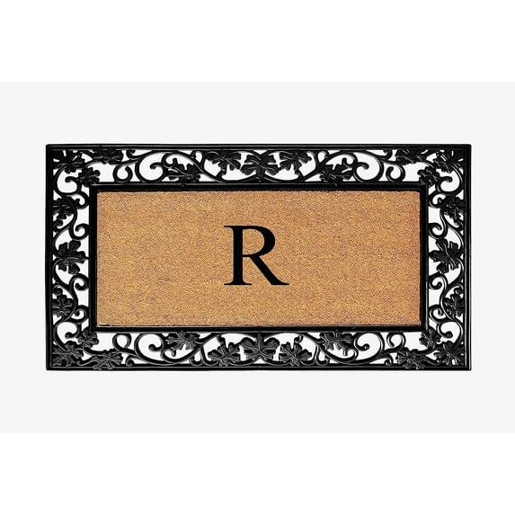 A1HC Natural Coir Monogrammed Door Mat for Front Door, Anti-Shed Treated Durable Doormat for Outdoor Entrance, Heavy Duty, Low Profile, Easy to Clean,Long Lasting, Front Porch Entry Rug 18"x30"