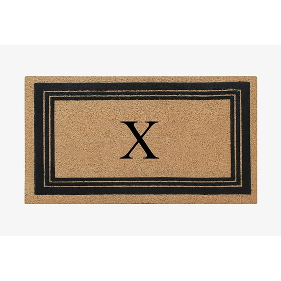 A1HC Natural Coir Monogrammed Entrance Door Mats, Durable Large Outdoor Rug, Non-Slip, Flock Doormat, Thin-Profile Heavy Duty Door Mat, Indoor Outdoor Front Door, High Traffic Areas, 24" X 39"