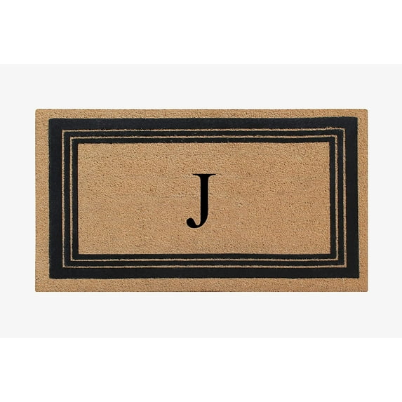 A1HC Natural Coir Monogrammed Entrance Door Mats, Durable Large Outdoor Rug, Non-Slip, Flock Doormat, Thin-Profile Heavy Duty Door Mat, Indoor Outdoor Front Door, High Traffic Areas, 24" X 39"