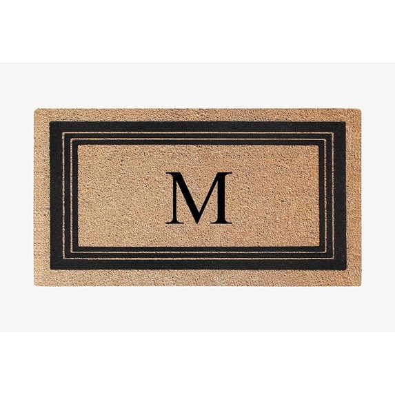 A1HC Natural Coir Monogrammed Entrance Door Mats, Durable Large Outdoor Rug, Non-Slip, Flock Doormat, Thin-Profile Heavy Duty Door Mat, Indoor Outdoor Front Door, High Traffic Areas, 18" X 30"