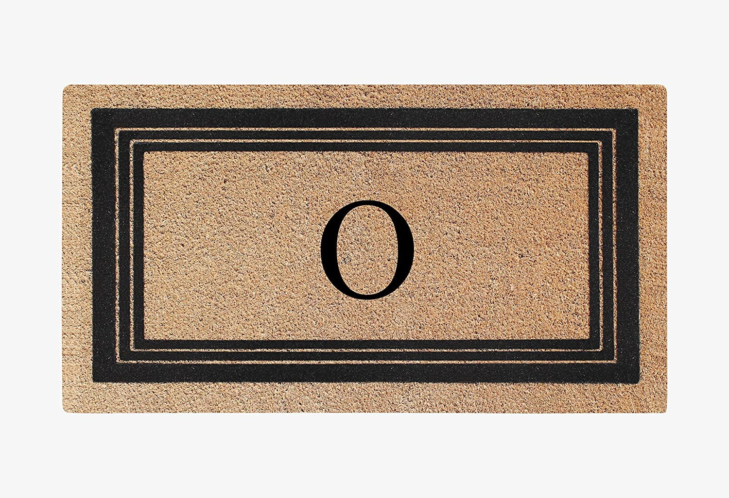 A1HC Natural Coir Monogrammed Entrance Door Mats, Durable Large Outdoor Rug, Non-Slip, Flock Doormat, Thin-Profile Heavy Duty Door Mat, Indoor Outdoor Front Door, High Traffic Areas, 18" X 30"