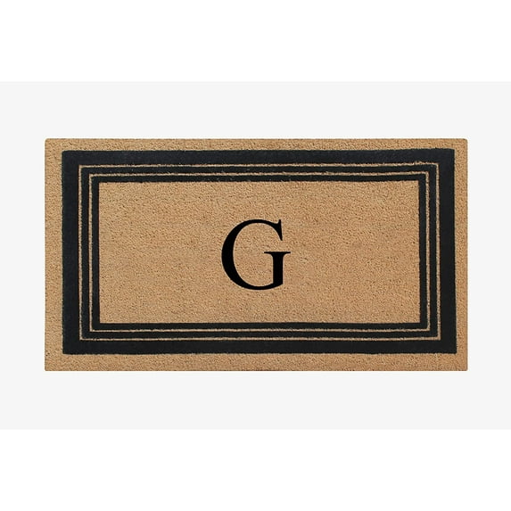 A1HC Natural Coir Monogrammed Entrance Door Mats, Durable Large Outdoor Rug, Non-Slip, Flock Doormat, Thin-Profile Heavy Duty Door Mat, Indoor Outdoor Front Door, High Traffic Areas, 24" X 39"