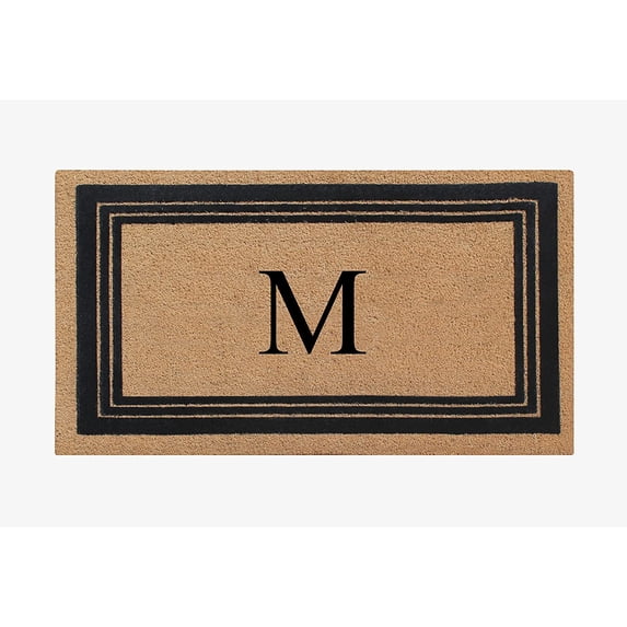 A1HC Natural Coir Monogrammed Entrance Door Mats, Durable Large Outdoor Rug, Non-Slip, Flock Doormat, Thin-Profile Heavy Duty Door Mat, Indoor Outdoor Front Door, High Traffic Areas, 24" X 39"