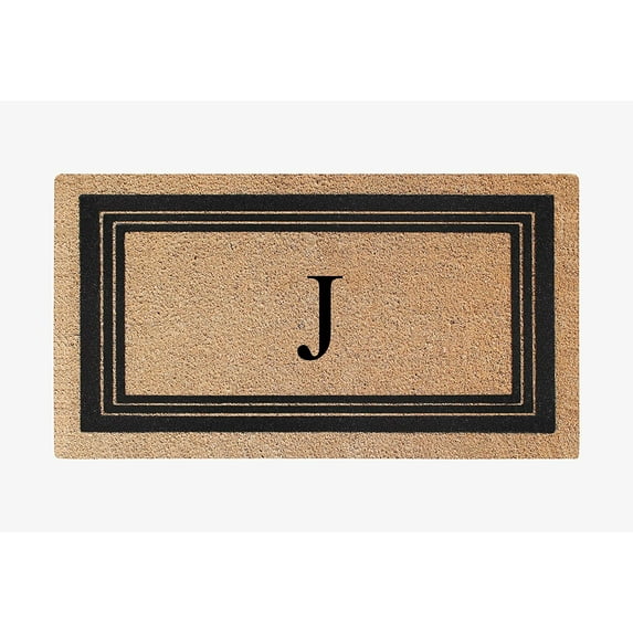 A1HC Natural Coir Monogrammed Entrance Door Mats, Durable Large Outdoor Rug, Non-Slip, Flock Doormat, Thin-Profile Heavy Duty Door Mat, Indoor Outdoor Front Door, High Traffic Areas, 18" X 30"