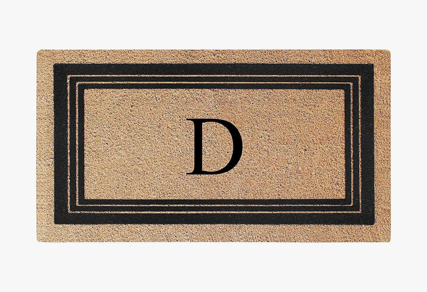 A1HC Natural Coir Monogrammed Entrance Door Mats, Durable Large Outdoor Rug, Non-Slip, Flock Doormat, Thin-Profile Heavy Duty Door Mat, Indoor Outdoor Front Door, High Traffic Areas, 18" X 30"